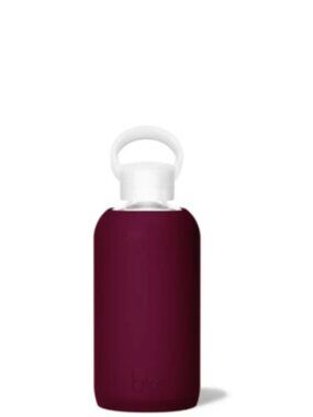 BKR Glass Water Bottle Valentina Burgundy Red Little 16oz/500ml